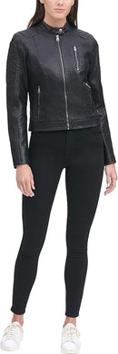 Women's Faux Leather Motocross Racer Jacket – Standard & Plus Sizes