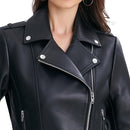 Belted Lambskin Leather Moto Jacket for Women – Black Biker Outerwear